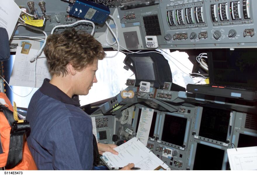 Image of Eileen Collins on her Space Shuttle mission