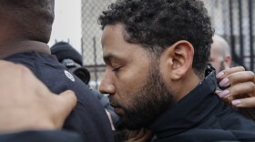 Jussie Smollett leaves the Cook County Jail following his release Thursday in Chicago. Smollett was charged with filling a false police report after he said he was attacked by two men who shouted racist and anti-gay slurs.