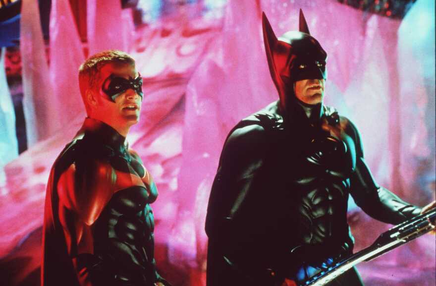 Batman and Robin have appeared on screen in many different forms over the years. Above, George Clooney as Batman and Chris O'Donnell as Robin in the 1997 film<em> Batman & Robin.</em>