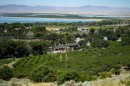 Rows of trees in a neighborhood next to Willard Bay, a bay of Great Salt Lake. 