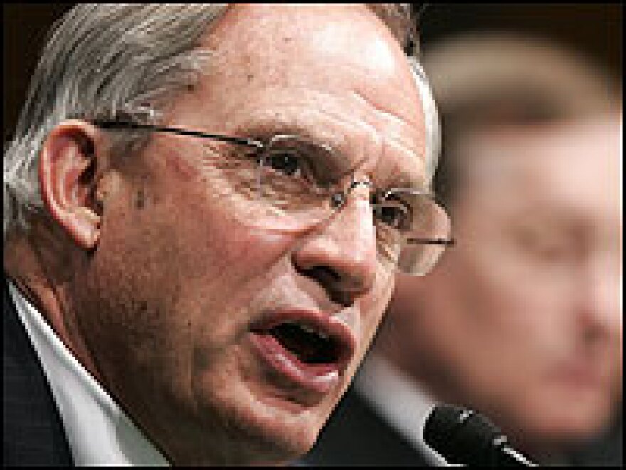 CIA Director Porter Goss speaks at a hearing before the Senate Armed Services Committee in March 2005.