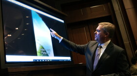 U.S. Deputy Director of Naval Intelligence Scott Bray explains a video of an unidentified aerial phenomena, as he testifies before a House Intelligence Committee subcommittee hearing at the U.S. Capitol on May 17, 2022 in Washington, DC. The committee met to investigate Unidentified Aerial Phenomena, commonly referred to as Unidentified Flying Objects (UFOs).