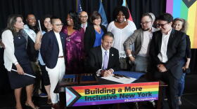 Gov. Andrew Cuomo signs the Gender Recognition Act at a ceremony in New York on Thursday, June 24, 2021. Credit Gov. Andrew Cuomo's office