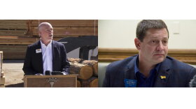 Republican candidate Greg Gianforte (left) says he has secured enough of his party's delegates to win its nomination for the special U.S. House election in May. But State Senator Ed Buttery (right) says he thinks Gianforte is wrong.