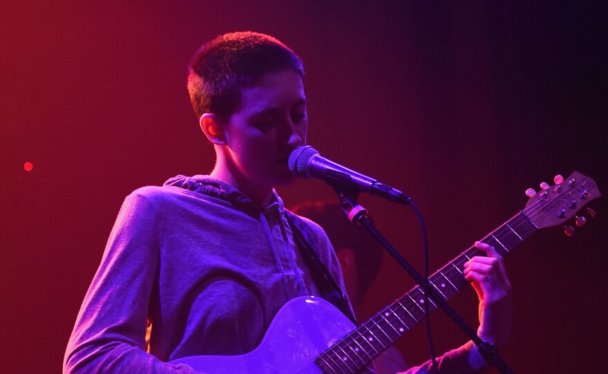Greta Kline performs with Frankie Cosmos at Webster Hall in New York City in May 2017.
