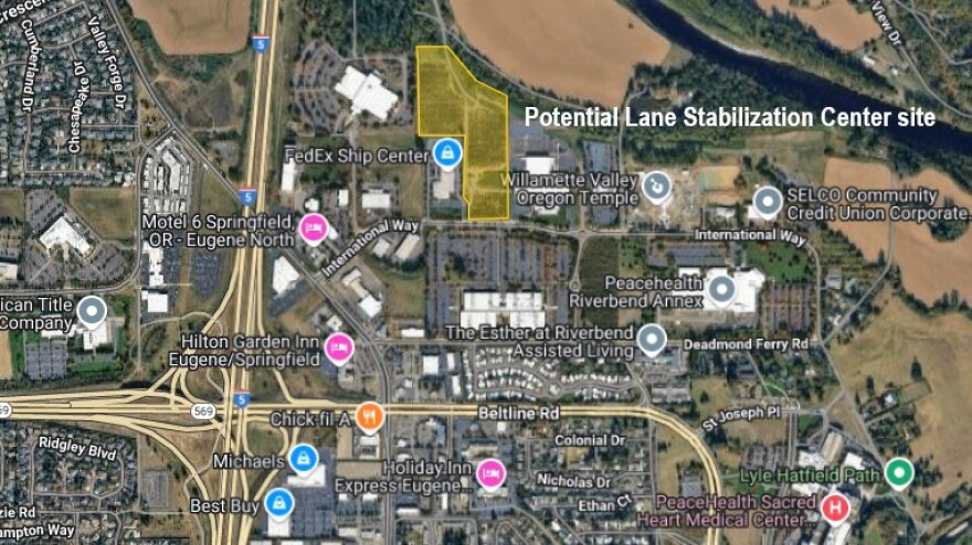 A map showing the land being discussed for the Lane Stabilization Center