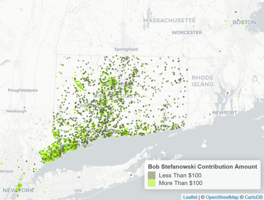 This is a map of contributions to Bob Stefanowski, which does not include self-donations.