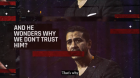 A still frame shows an image from an anti-Abdul El-Sayed advertisement running in Michigan in the days before the November 3 midterm election.
