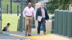 Pictured: Davidson Charlemagne, left, and his attorney, David Cattie, arrive at the Almeric L. Christian Federal Building and U.S. Courthouse on St. Croix on June 20, 2024.