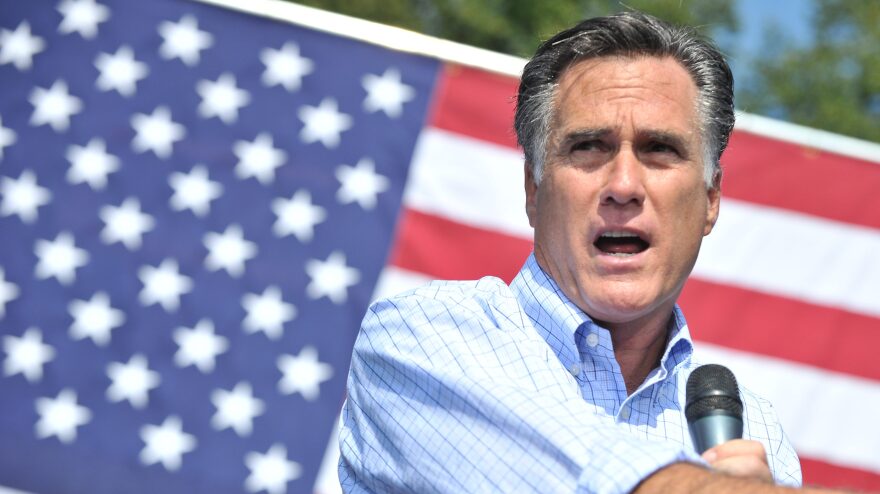 Mitt Romney speaks at a campaign rally Thursday in Fairfax, Va.