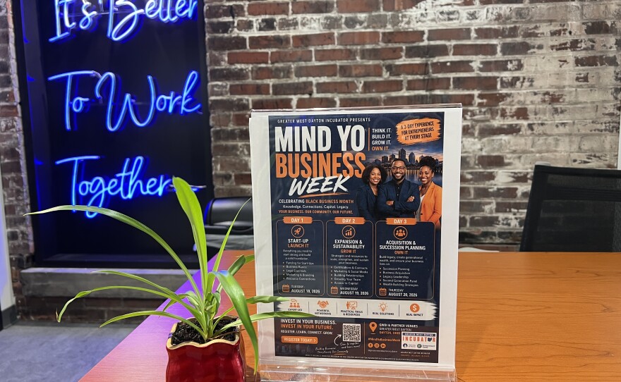 A flier for the upcoming Mind Yo Business week at the Greater West Dayton Incubator's new facility