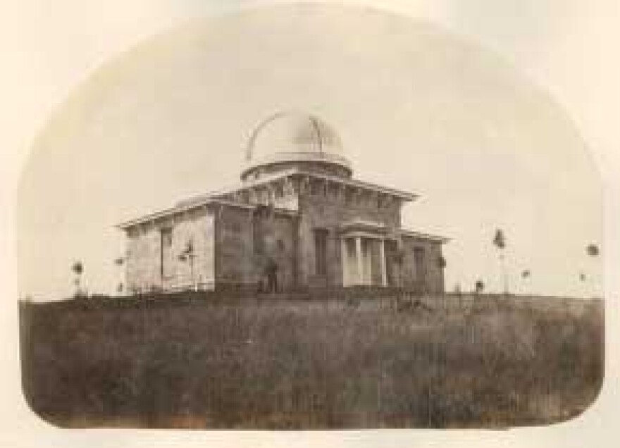 The oldest photo of the Detroit Observatory circa 1850.