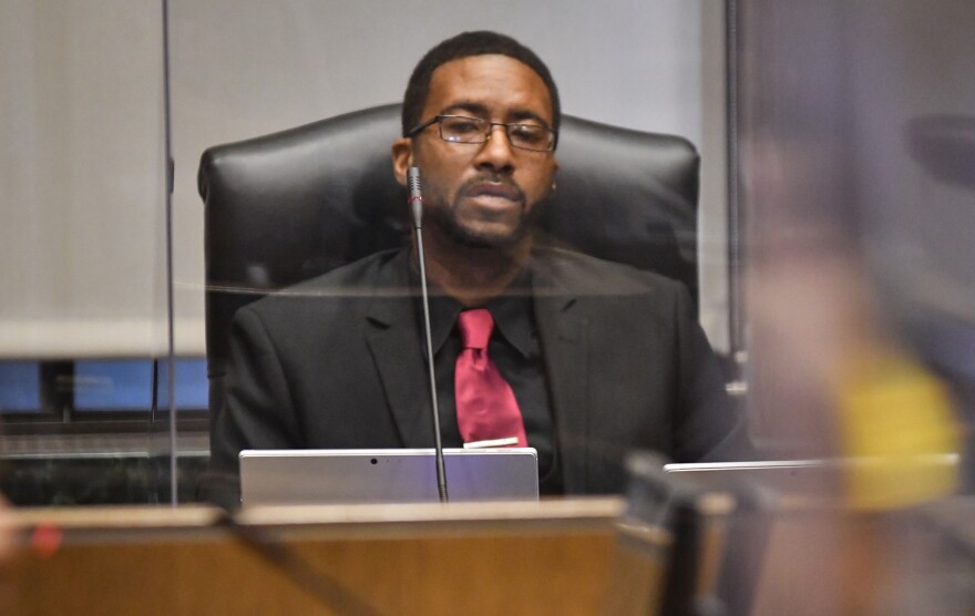  Brandon Ellington during a city commission meeting.