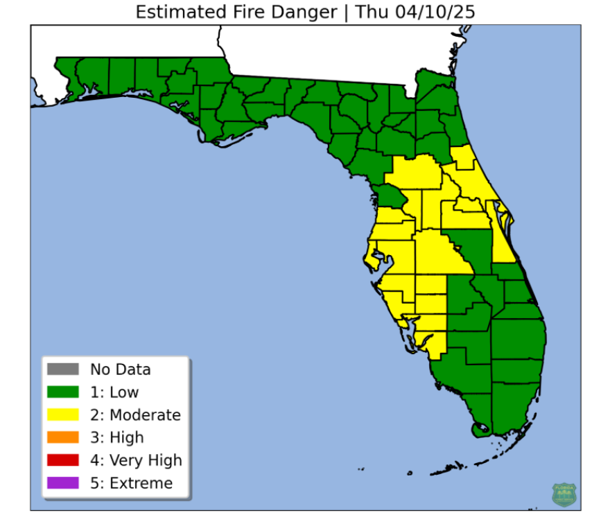 A map of Florida with many central counties highlighted in yellow.