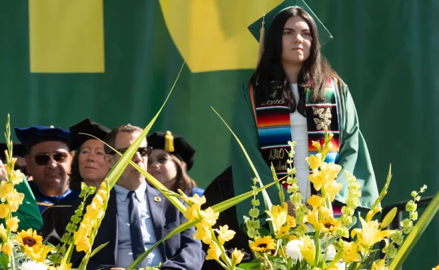 Prissila Moreno at the University Of Oregon Graduation ceremony