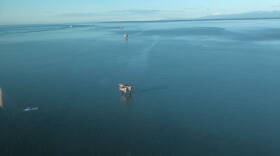 The sun shines on Hilcorp's Spark Platform on Wednesday, Aug. 26, 2026 in Cook Inlet, Alaska.