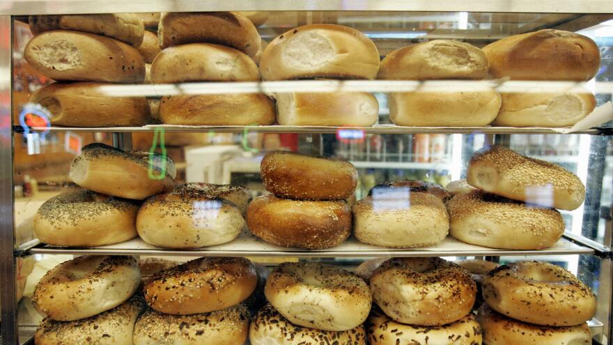 Bagels on display at Katz's Delicatessen in Manhattan.