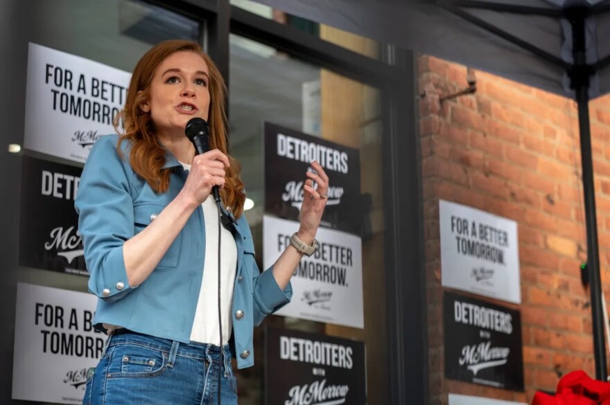 Democrat Mallory McMorrow is suspending her campaign for Michigan's open U.S. Senate seat. (Photo: Ella Miller/Bridge Michigan)