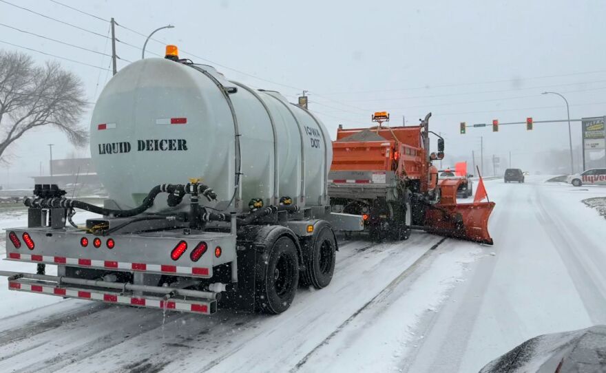 Snow plows in Sioux City hit the road Saturday afternoon during a winter storm.