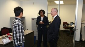 Francine Pratt with student and President Clif Smart