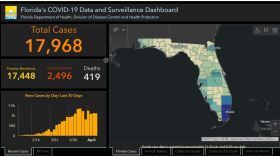 map of the cases of coronavirus in Florida