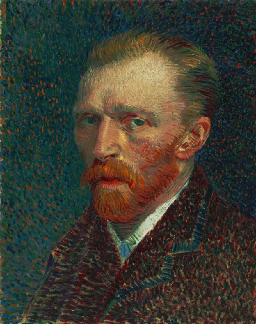 Self-portrait, Spring 1887. Lacking money to pay model fees, Van Gogh did many still lifes and self-portraits when staying in Paris. To save more money, he used cardboard instead of canvas more than once.
