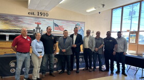 U.S. Senator Martin Heinrich (D-NM) poses for a portrait with labor union leaders.