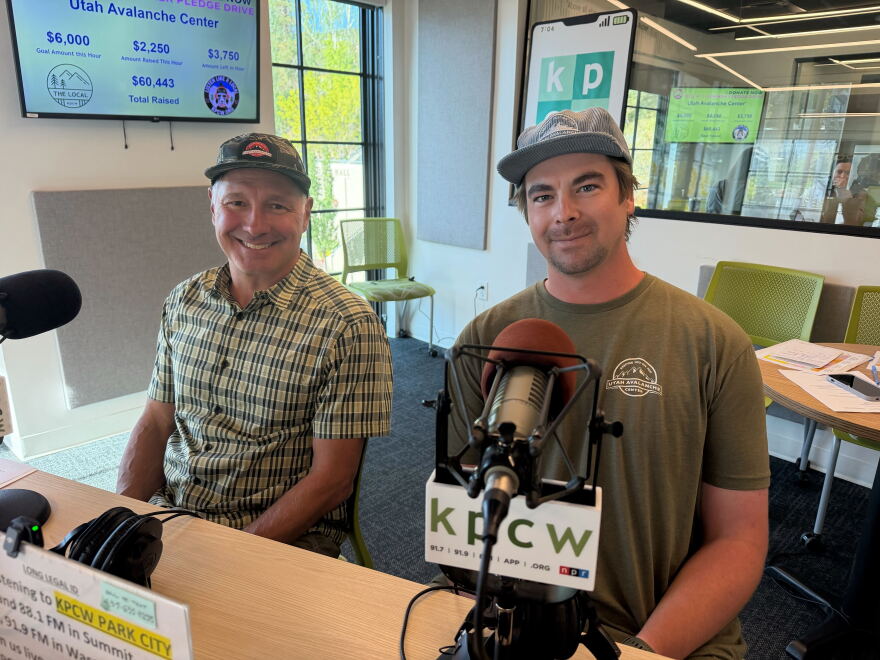 Utah Avalanche Center Education Manager Mack Talty (right) and Executive Director Nazz Kurth in the KPCW studio.