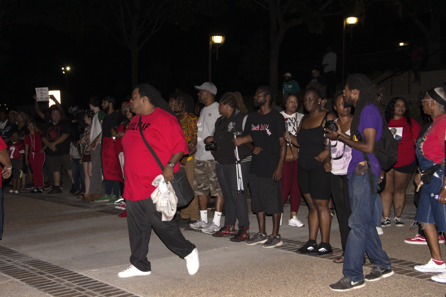Protesters marched through parts of downtown Dallas Wednesday night.