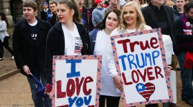 Donald Trump expressed that the media does not show the love that is at his rallies, as 3 young girls express their affection for him while watching the the non supporters of him express their feelings for him Friday morning at the Peabody Opera House. 