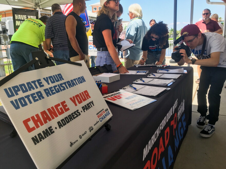 The Road to Change voter registration table in Punta Gorda on Tuesday, June 26