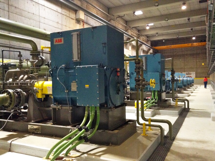 The equipment used in the new power plant, like this machinery attached to the wind and water turbines, isn't new or revolutionary. But the island combined the water and wind power in an innovative way, insuring an uninterrupted energy supply for the island's residents.