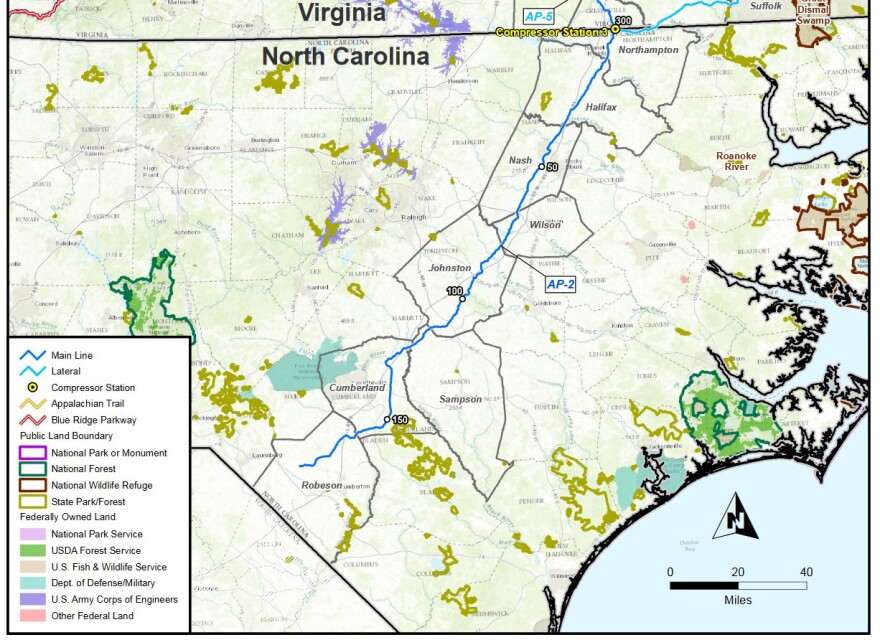 a map of a proposed natural gas pipeline