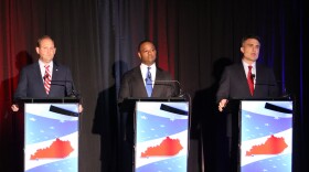 Congressman Andy Barr, former Attorney General Daniel Cameron and Lexington businessman Nate Morris shared the stage for the first GOP primary debate for U.S. Senate on Monday, March 16, 2026.