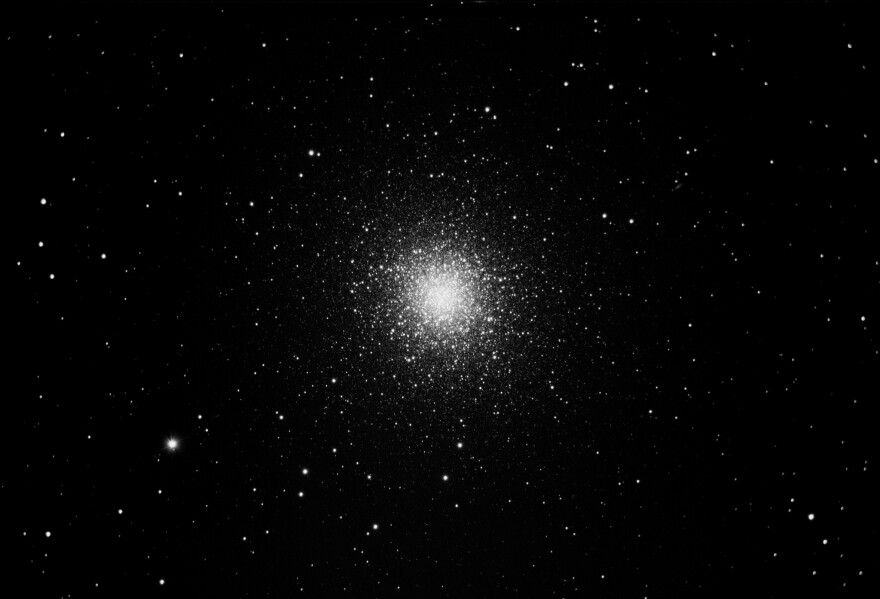 Brent Knight captured this image with his 9.25” SCT. Few objects in the sky can compare with this glorious ball of stars in any telescope 6” or larger. This ball of almost a million older stars lies about 25,000 light-years away, in the halo of our Milky Way Galaxy, almost directly above the Galactic Center in Sagittarius.