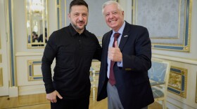 In this photo provided by the Ukrainian Presidential Press Office, Ukrainian President Volodymyr Zelenskyy, left, and U.S. Sen. Lindsey Graham, R-S.C. in Kyiv, Ukraine, Friday, July 10, 2026. (Ukrainian Presidential Press Office via AP)