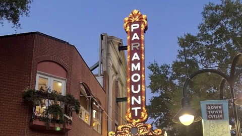 Moviegoers gather outside Charlottesville's Paramount Theatre during the 2025 Virginia Film Festival, an event supported by Virginia's Film Office