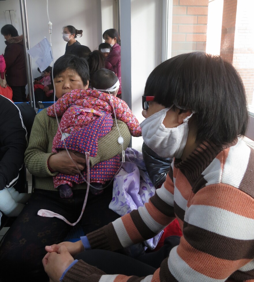 About 9,000 children per day consult doctors in Beijing's children's hospital, around a third of them suffering from respiratory disorders.