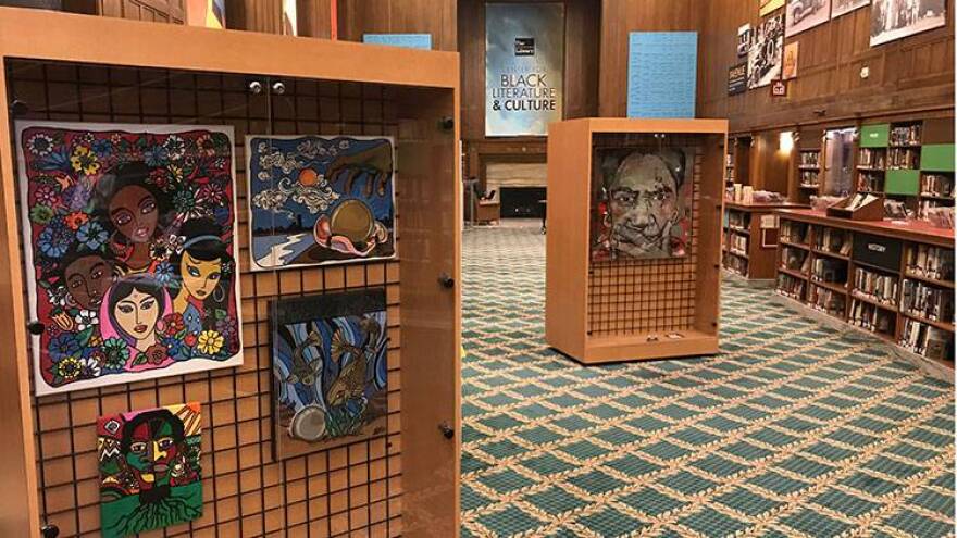 Artwork is on display throughout Central Library, including the library's Center for Black Literature and Culture.