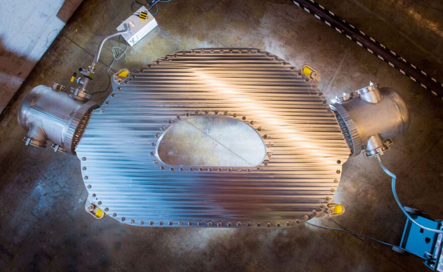 A superconducting magnet used by Commonwealth Fusion Systems in development of a commercially viable fusion reactor.