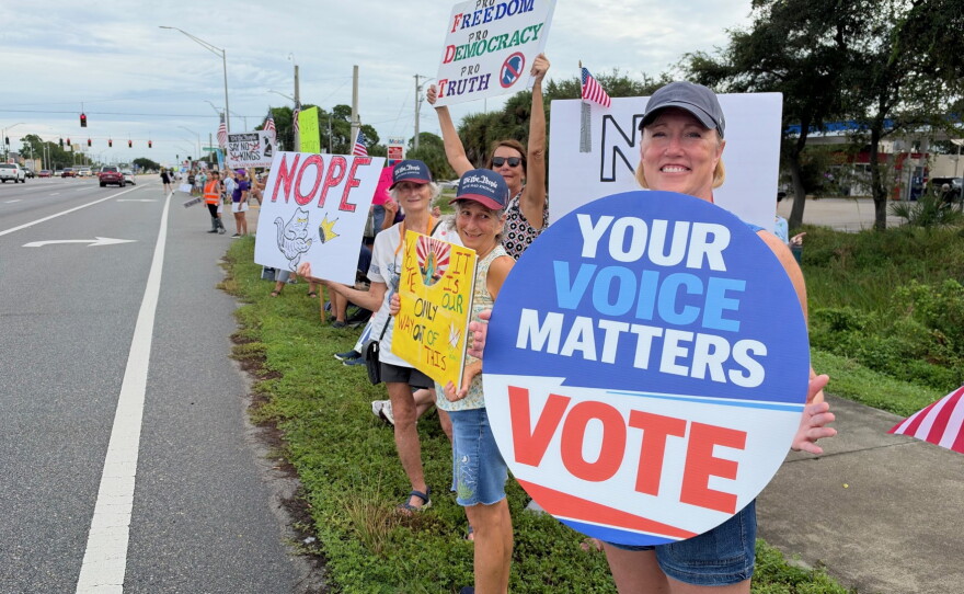 Keely Armstrong of Fort Myers, at the rally Saturday, said her main concern was getting a ballot cast: "I'm hoping to send a message that its important to vote, no matter what your political party is."