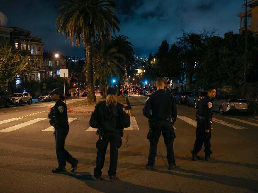 In this photo from 2022, hundreds of young people gather for the 'hill bomb' on Dolores Street and 20th Street in San Francisco.
