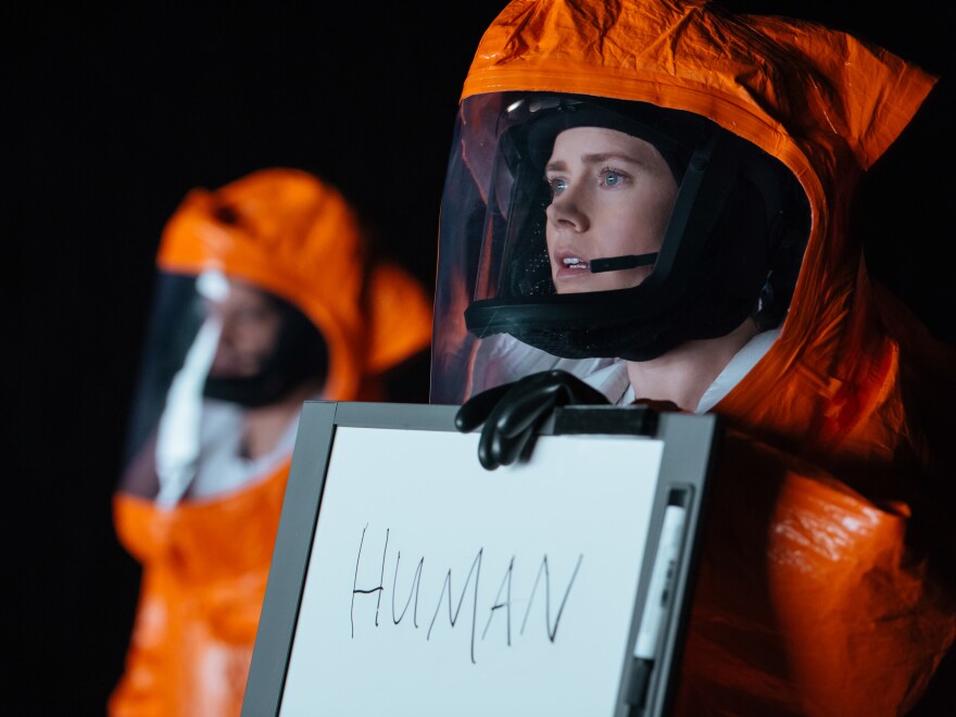Amy Adams (right) as Louise Banks in <em>Arrival</em>.