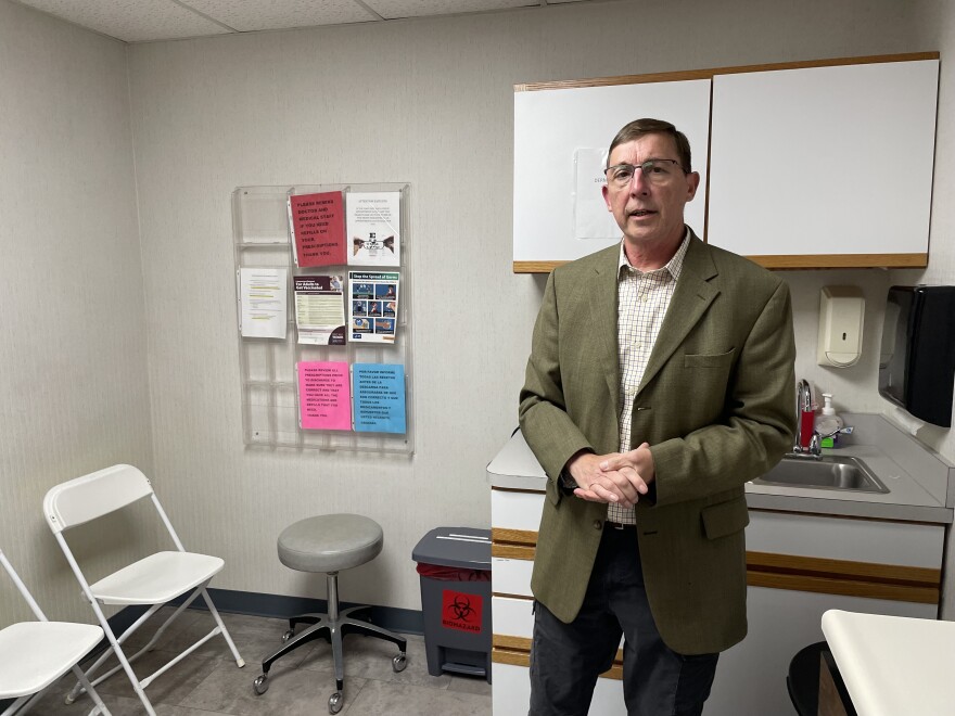 Paul Baumgartner stands in an exam room at the Lorain County Free Clinic on May 20, 2025.