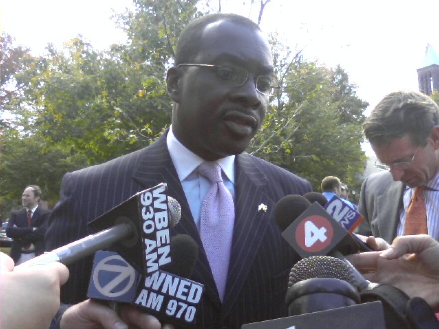 Mayor Byron Brown discusses City parks plan with reporters