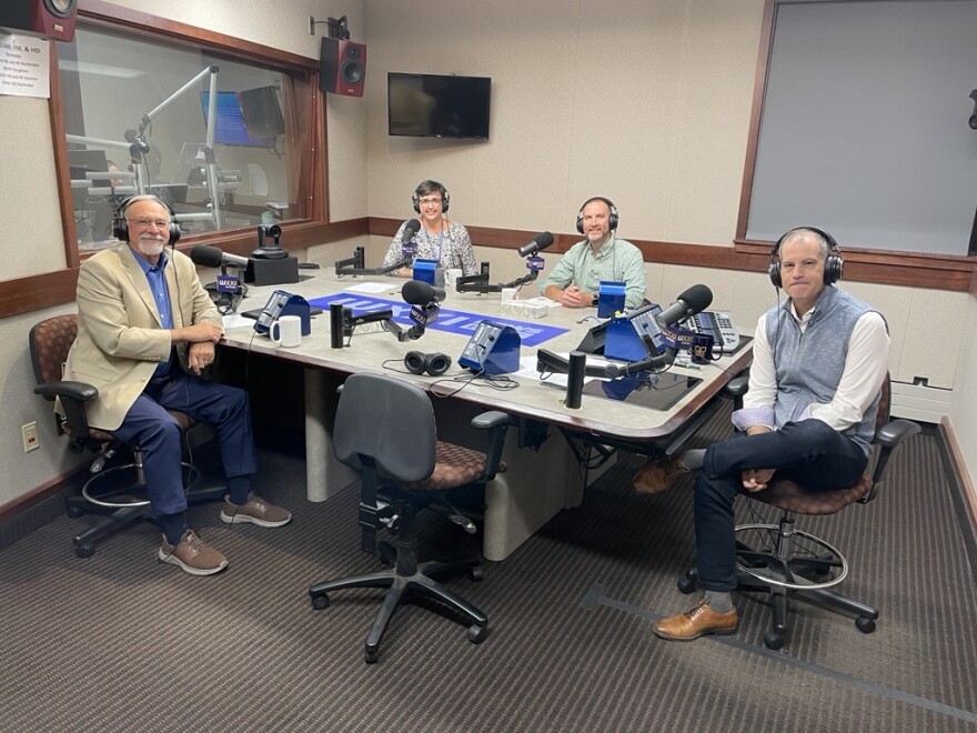 From left to right: Doug Merrill, Kate Ott, and Matthew Hanggi with host Evan Dawson on "Connections with Evan Dawson" on Tuesday, October 8, 2025
