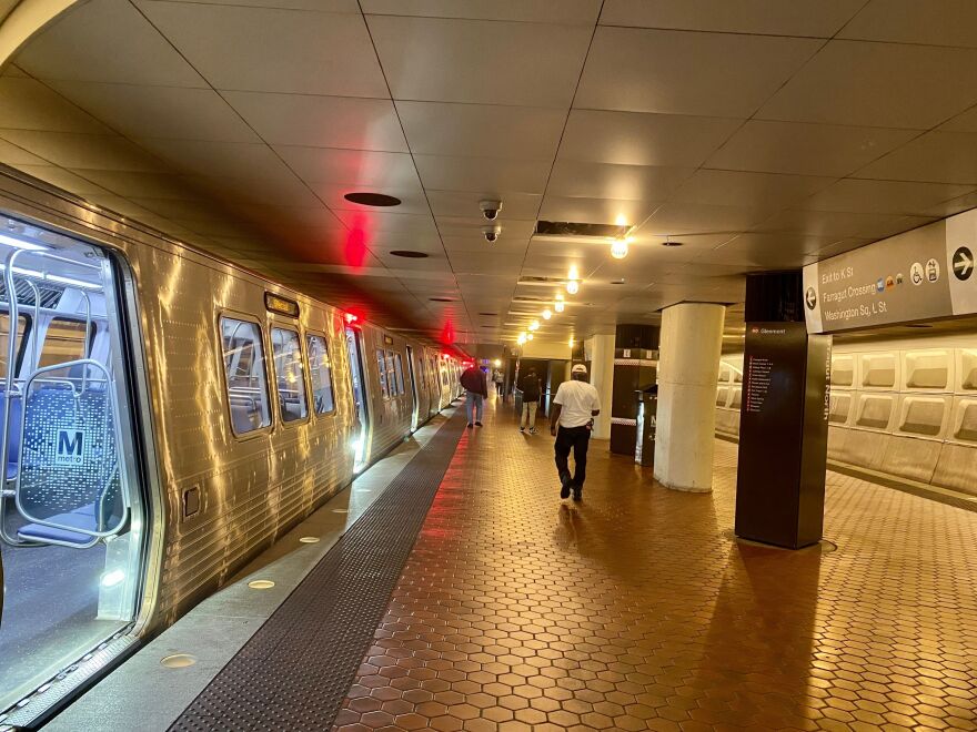 An almost empty Metro station is seen in Washington, D.C., on July 21. The region's employers worry about the safety of workers using the transit system during the pandemic.