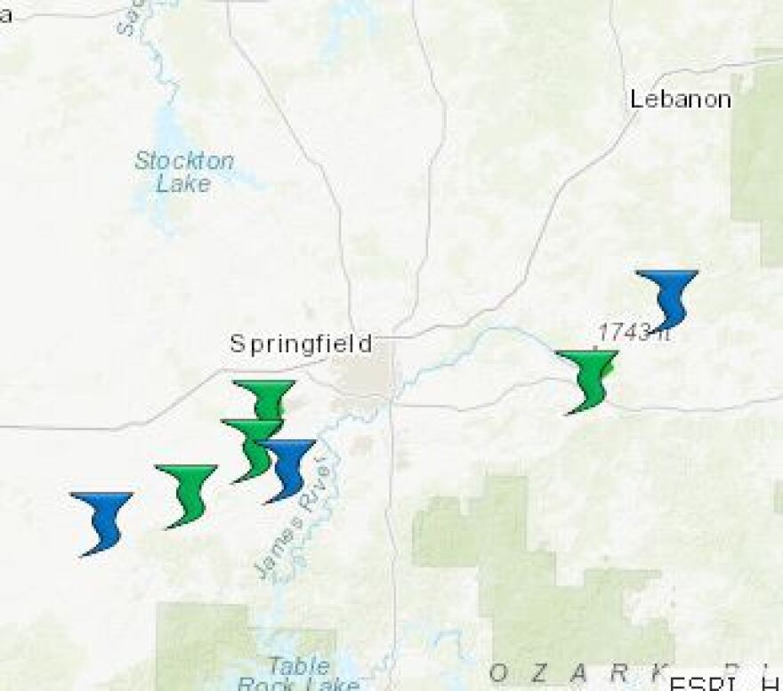 National Weather Service Map Showing Tornado Touchdowns