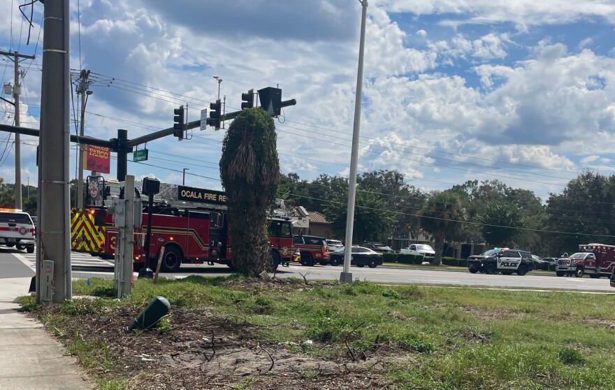 Traffic is blocked at the intersection of NE 14th St. and NE 25th Ave. in Ocala on Tuesday, Sept. 29.