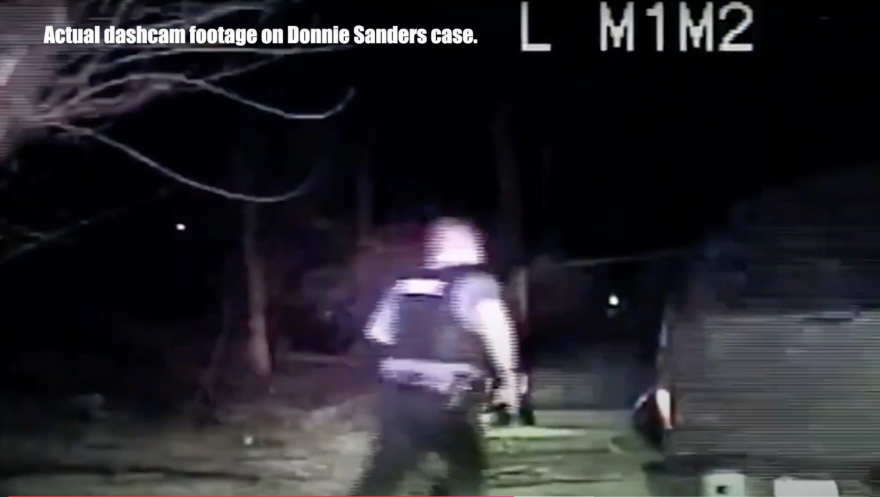 A screenshot from the dashcam footage the night Donnie Sanders was killed shows an officer